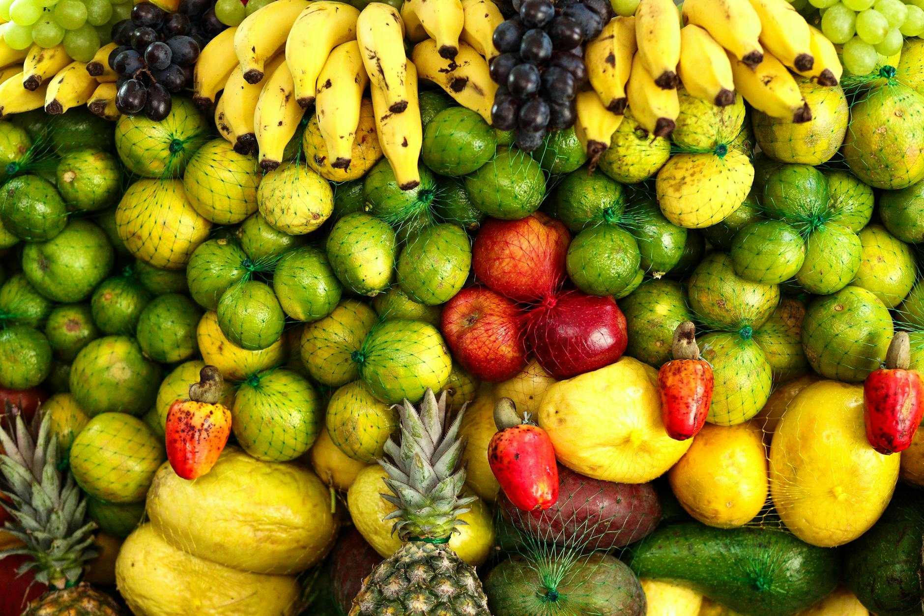 vibrant display of fresh tropical fruits